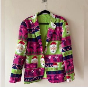 Suitmeister Pink & Green Santa Blazer M